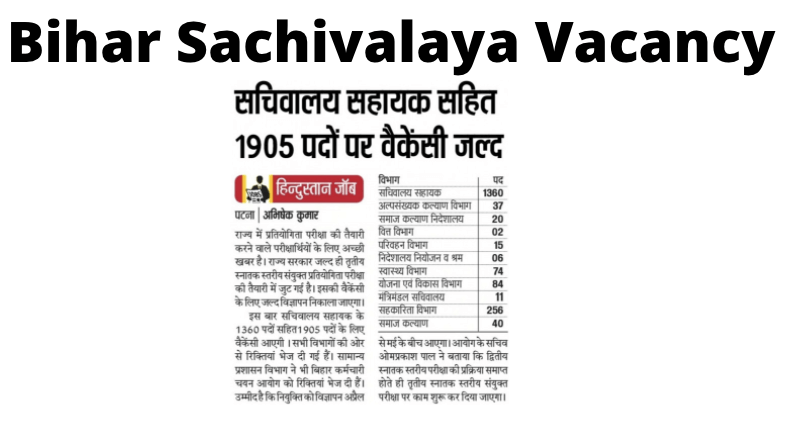 Bihar Sachivalaya Vacancy